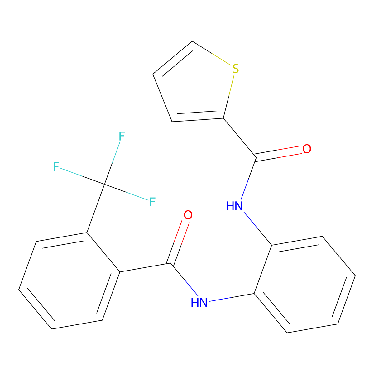 N-{2-[2-(trifluoromethyl)benzamido]phenyl}thiophene-2-carboxamide molecular structure, CAS 1206992-47-3