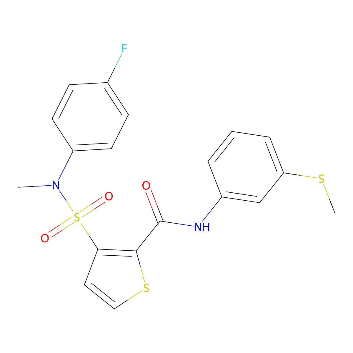 3-[(4-fluorophenyl)(methyl)sulfamoyl]-N-[3-(methylsulfanyl)phenyl]thiophene-2-carboxamide molecular structure, CAS 1206992-53-1