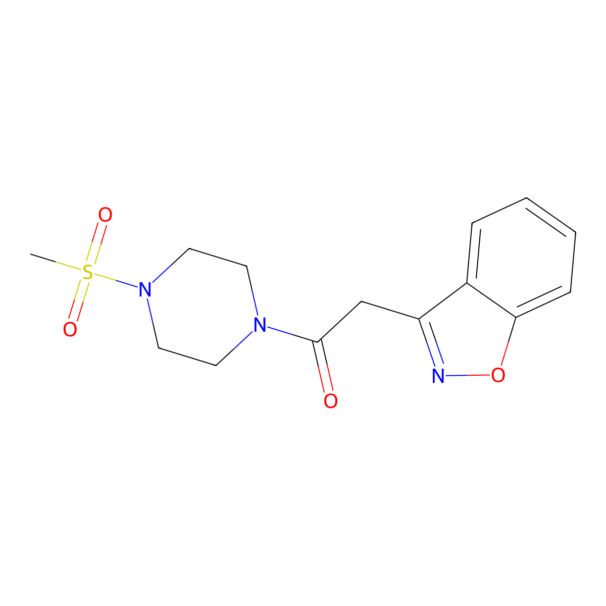 2-(Benzo[d]isoxazol-3-yl)-1-(4-(methylsulfonyl)piperazin-1-yl)ethanone molecular structure, CAS 1206992-58-6