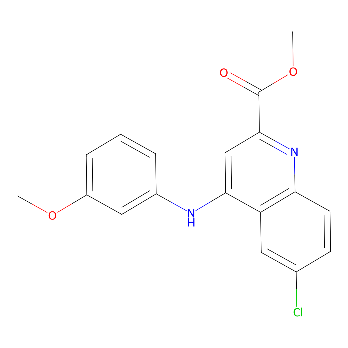 Methyl 6-chloro-4-((3-methoxyphenyl)amino)quinoline-2-carboxylate molecular structure, CAS 1206992-63-3