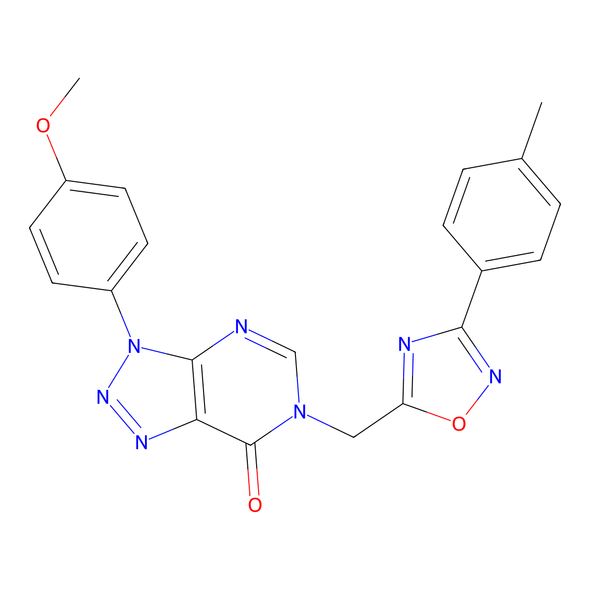 3-(4-methoxyphenyl)-6-((3-(p-tolyl)-1,2,4-oxadiazol-5-yl)methyl)-3H-[1,2,3]triazolo[4,5-d]pyrimidin-7(6H)-one molecular structure, CAS 1206992-65-5