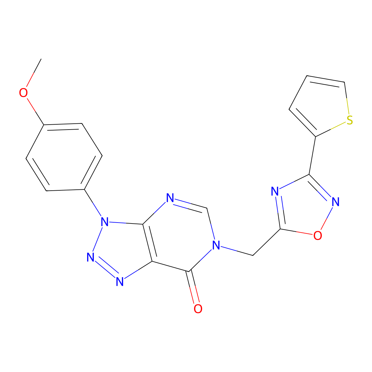 3-(4-methoxyphenyl)-6-((3-(thiophen-2-yl)-1,2,4-oxadiazol-5-yl)methyl)-3H-[1,2,3]triazolo[4,5-d]pyrimidin-7(6H)-one molecular structure, CAS 1206992-70-2