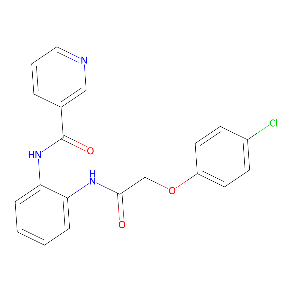 N-(2-(2-(4-chlorophenoxy)acetamido)phenyl)nicotinamide molecular structure, CAS 1206992-74-6