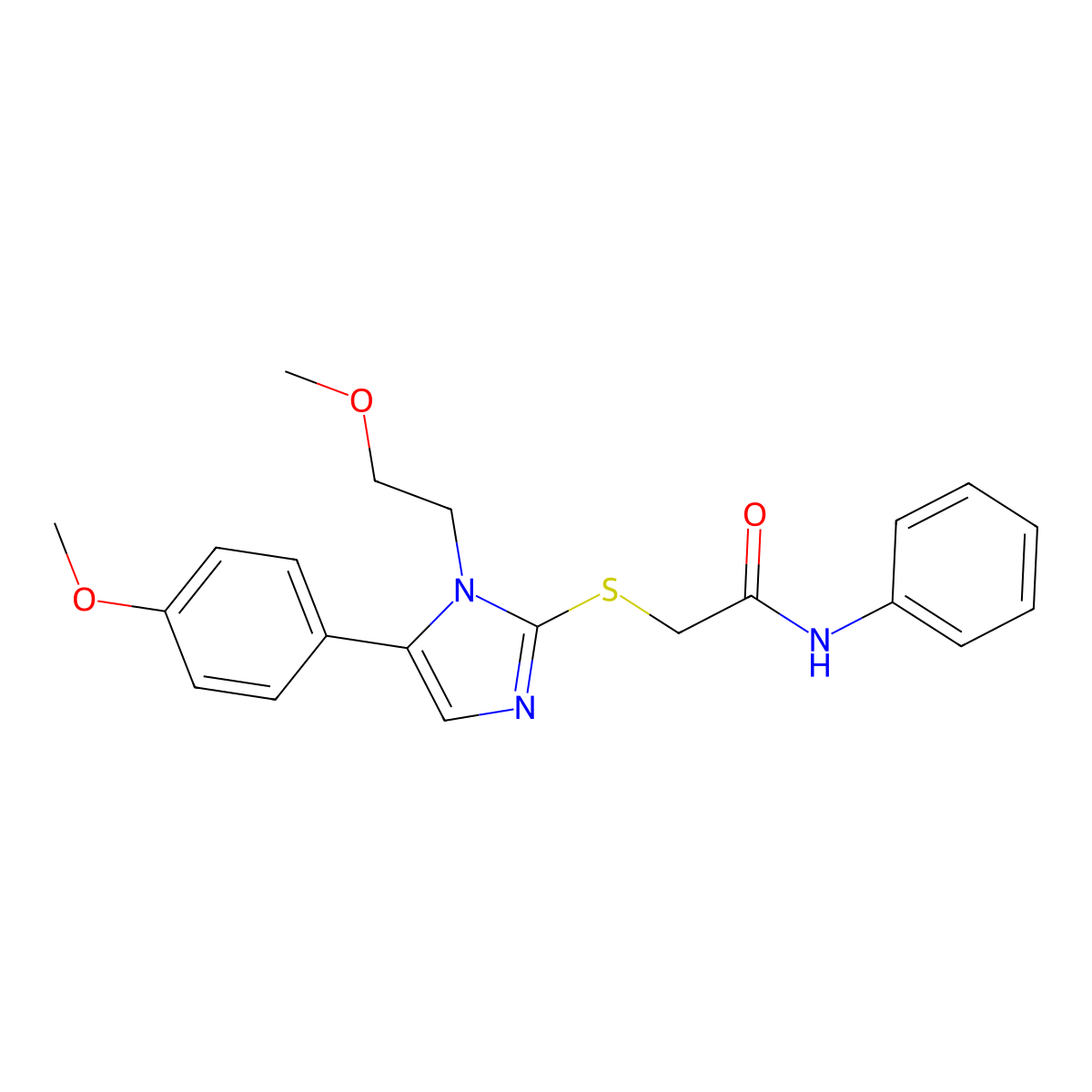 2-((1-(2-methoxyethyl)-5-(4-methoxyphenyl)-1H-imidazol-2-yl)thio)-N-phenylacetamide molecular structure, CAS 1206992-75-7