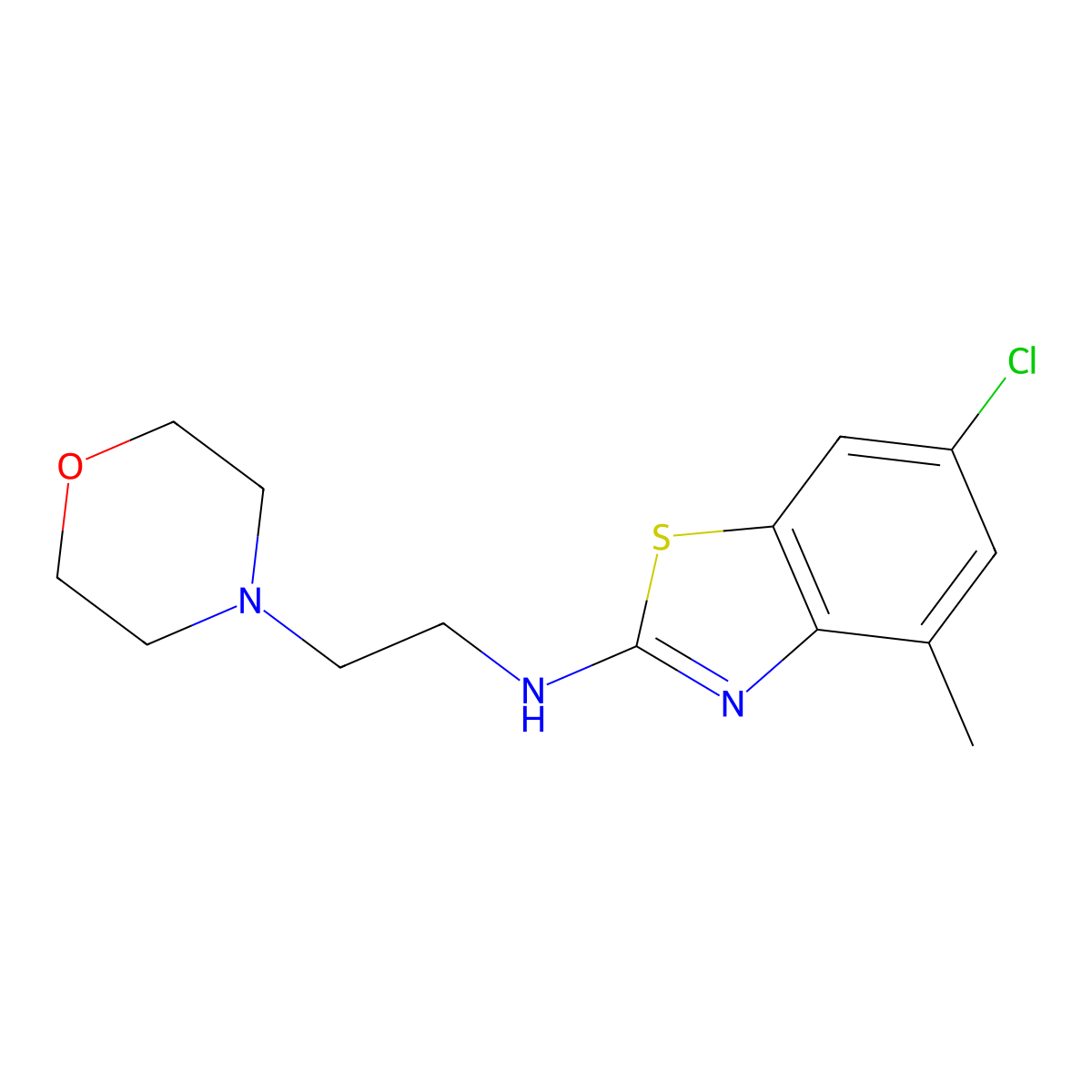 6-chloro-4-methyl-N-(2-morpholinoethyl)benzo[d]thiazol-2-amine molecular structure, CAS 1206992-81-5