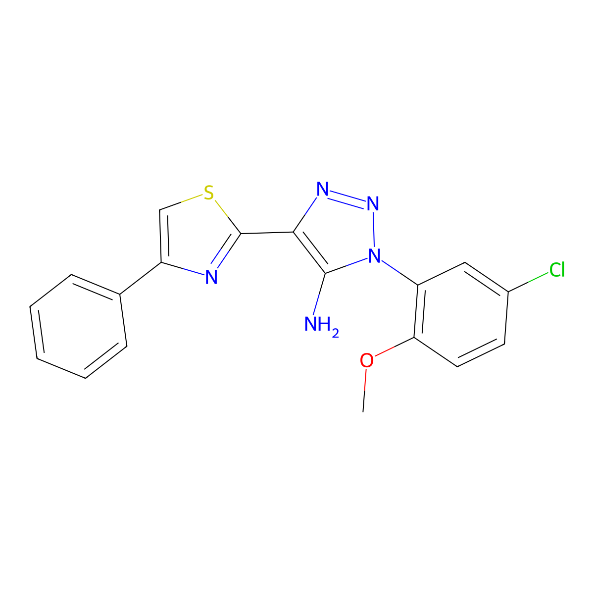 1-(5-chloro-2-methoxyphenyl)-4-(4-phenyl-1,3-thiazol-2-yl)-1H-1,2,3-triazol-5-amine molecular structure, CAS 1206992-87-1