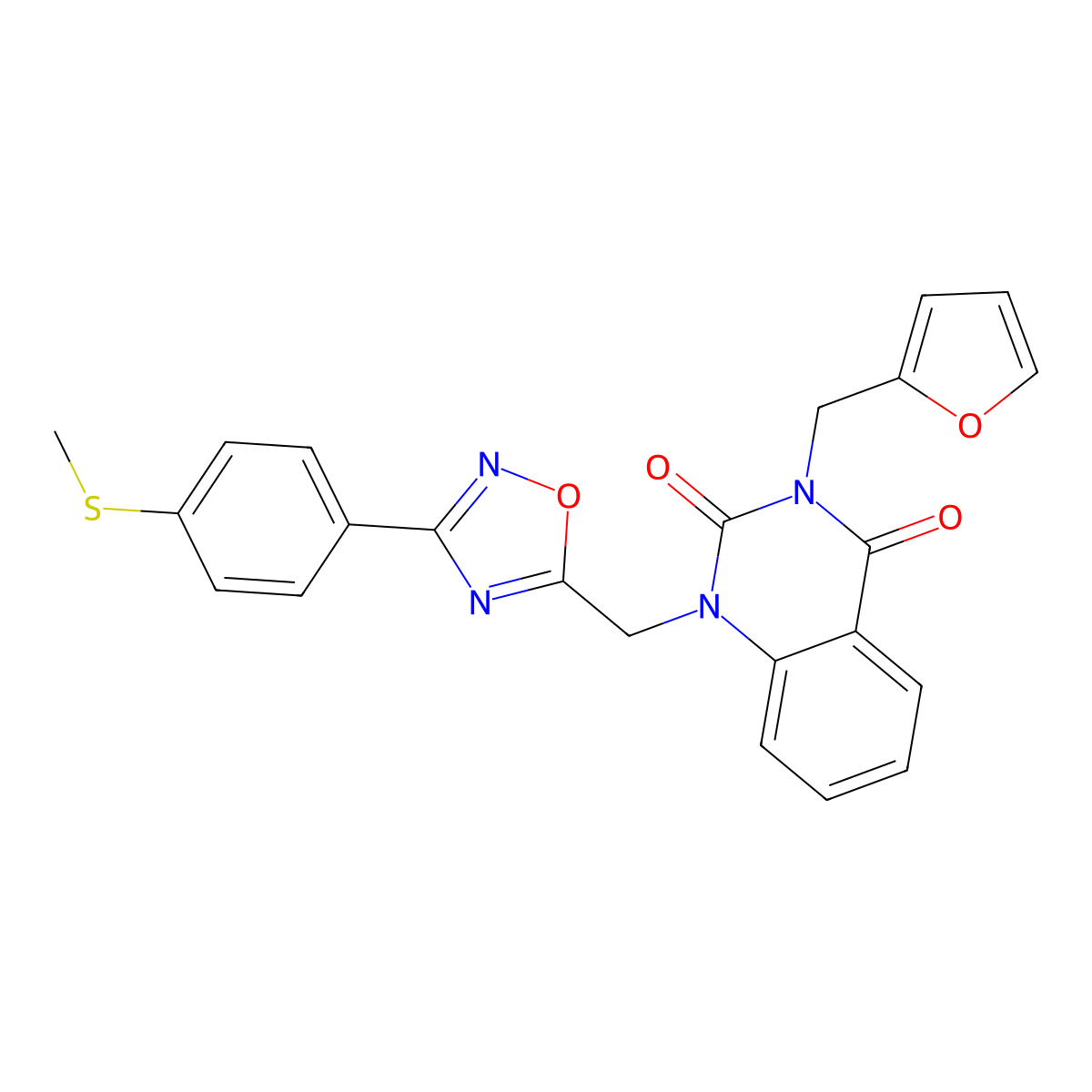 3-[(Furan-2-yl)methyl]-1-({3-[4-(methylsulfanyl)phenyl]-1,2,4-oxadiazol-5-yl}methyl)-1,2,3,4-tetrahydroquinazoline-2,4-dione molecular structure, CAS 1206992-89-3