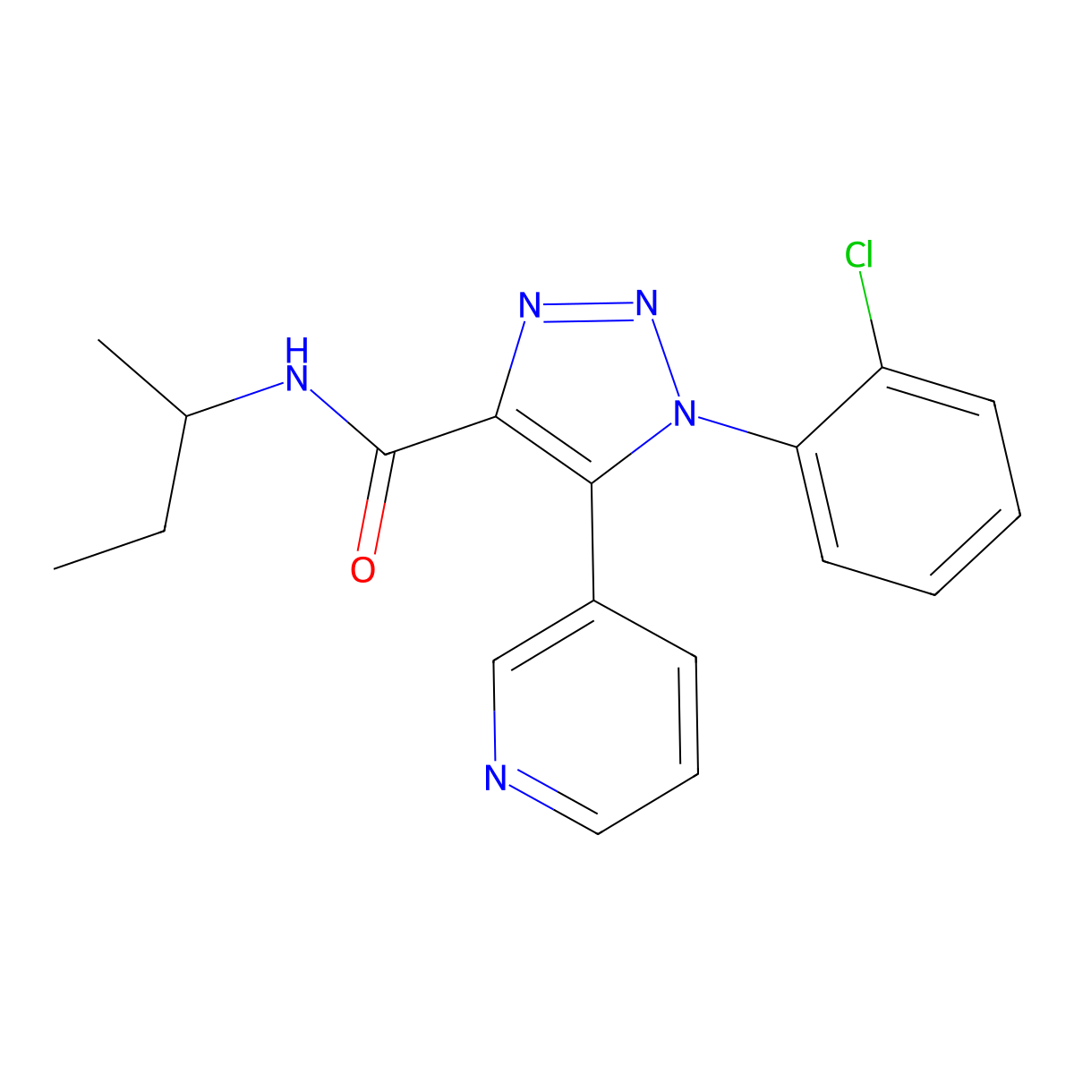 N-(butan-2-yl)-1-(2-chlorophenyl)-5-(pyridin-3-yl)-1H-1,2,3-triazole-4-carboxamide molecular structure, CAS 1206992-91-7