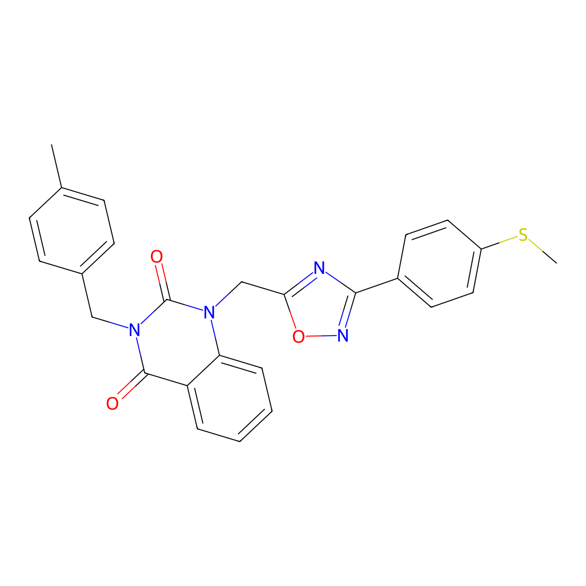 3-(4-methylbenzyl)-1-((3-(4-(methylthio)phenyl)-1,2,4-oxadiazol-5-yl)methyl)quinazoline-2,4(1H,3H)-dione molecular structure, CAS 1206992-94-0