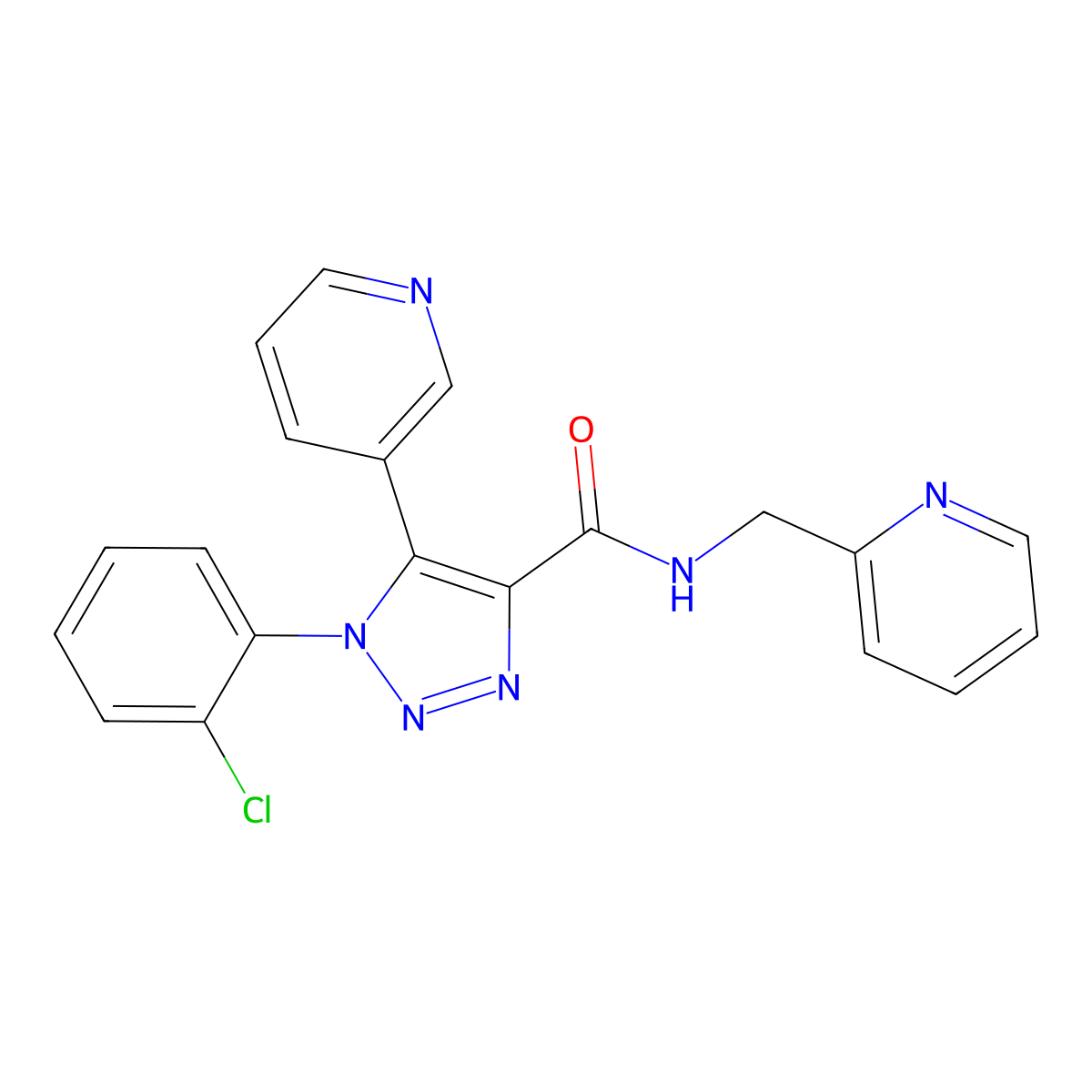 1-(2-chlorophenyl)-N-[(pyridin-2-yl)methyl]-5-(pyridin-3-yl)-1H-1,2,3-triazole-4-carboxamide molecular structure, CAS 1206992-96-2