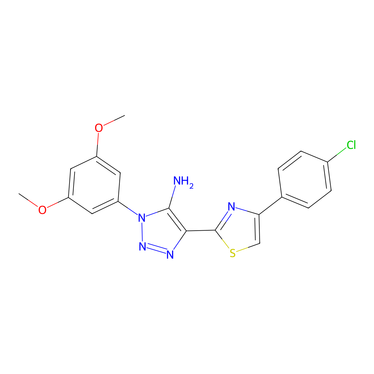 4-[4-(4-chlorophenyl)-1,3-thiazol-2-yl]-1-(3,5-dimethoxyphenyl)-1H-1,2,3-triazol-5-amine molecular structure, CAS 1206992-98-4