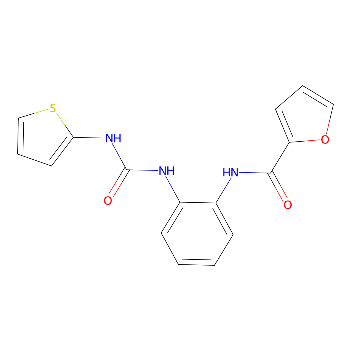 N-(2-(3-(thiophen-2-yl)ureido)phenyl)furan-2-carboxamide molecular structure, CAS 1206992-99-5