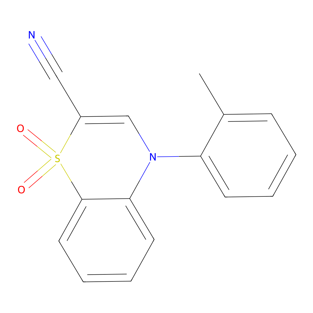 4-(o-tolyl)-4H-benzo[b][1,4]thiazine-2-carbonitrile 1,1-dioxide molecular structure, CAS 1206993-01-2