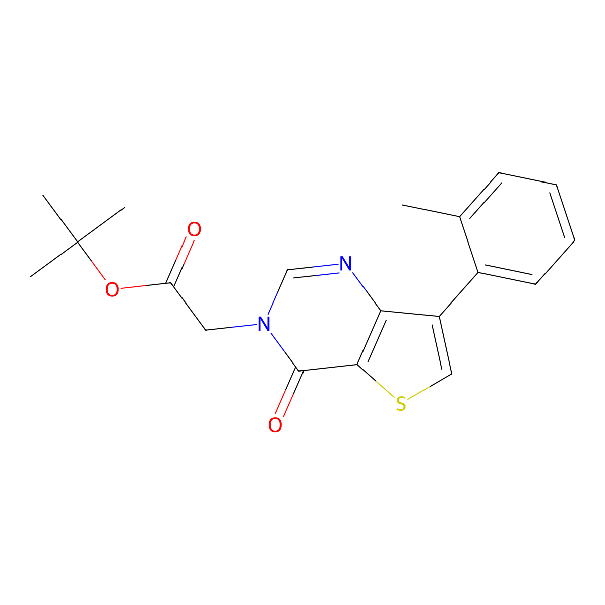 tert-butyl [7-(2-methylphenyl)-4-oxothieno[3,2-d]pyrimidin-3(4H)-yl]acetate molecular structure, CAS 1206993-05-6