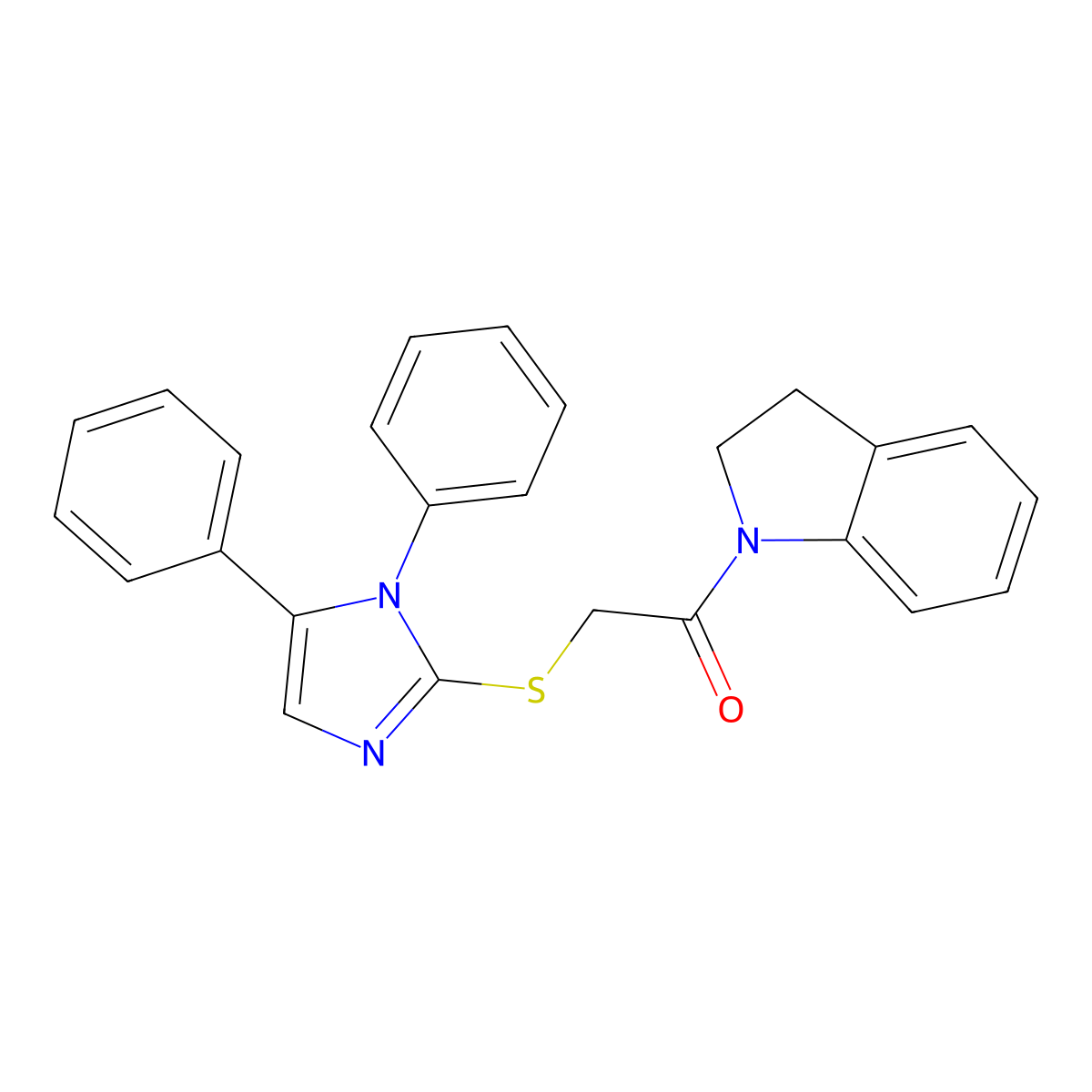 2-((1,5-diphenyl-1H-imidazol-2-yl)thio)-1-(indolin-1-yl)ethanone molecular structure, CAS 1206993-07-8