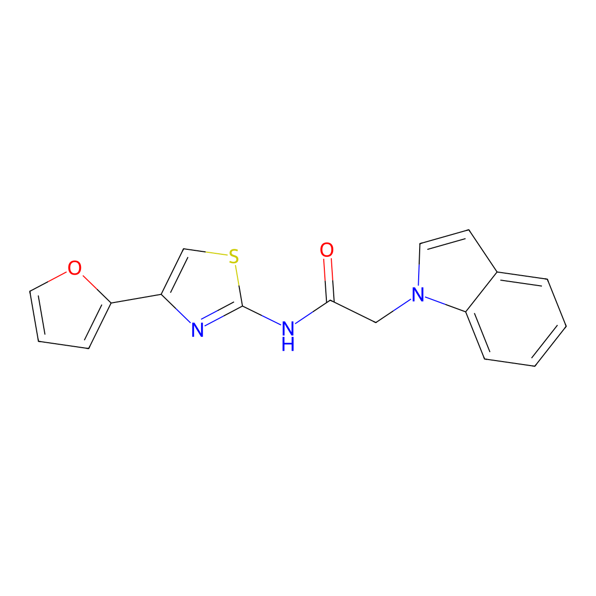 N-(4-(furan-2-yl)thiazol-2-yl)-2-(1H-indol-1-yl)acetamide molecular structure, CAS 1206993-11-4