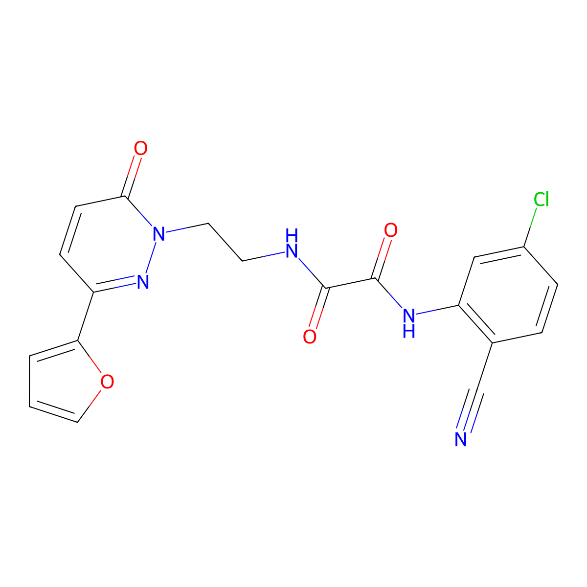 N1-(5-chloro-2-cyanophenyl)-N2-(2-(3-(furan-2-yl)-6-oxopyridazin-1(6H)-yl)ethyl)oxalamide molecular structure, CAS 1206993-15-8