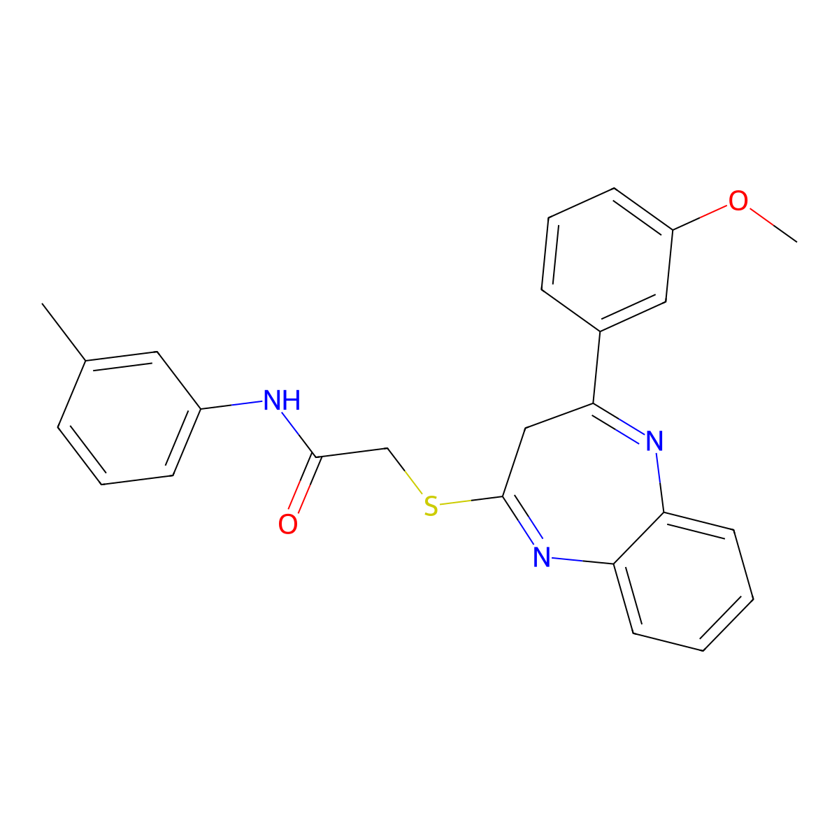 2-[[4-(3-Methoxyphenyl)-3H-1,5-benzodiazepin-2-yl]thio]-N-(3-methylphenyl)acetamide molecular structure, CAS 1206993-22-7