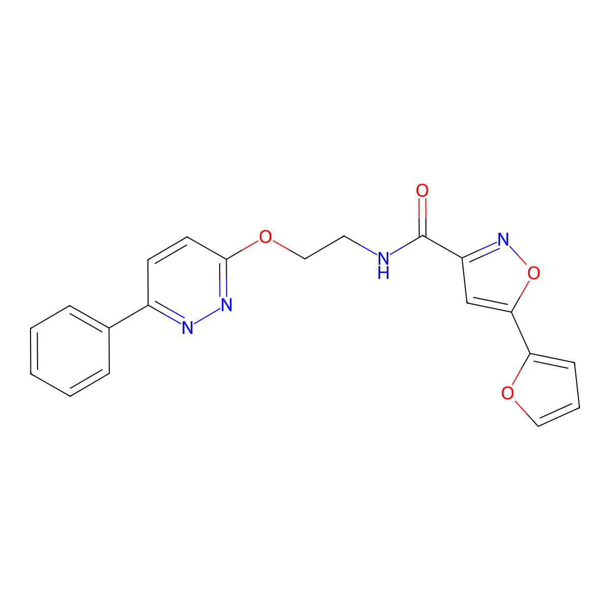 5-(furan-2-yl)-N-{2-[(6-phenylpyridazin-3-yl)oxy]ethyl}-1,2-oxazole-3-carboxamide molecular structure, CAS 1206993-24-9