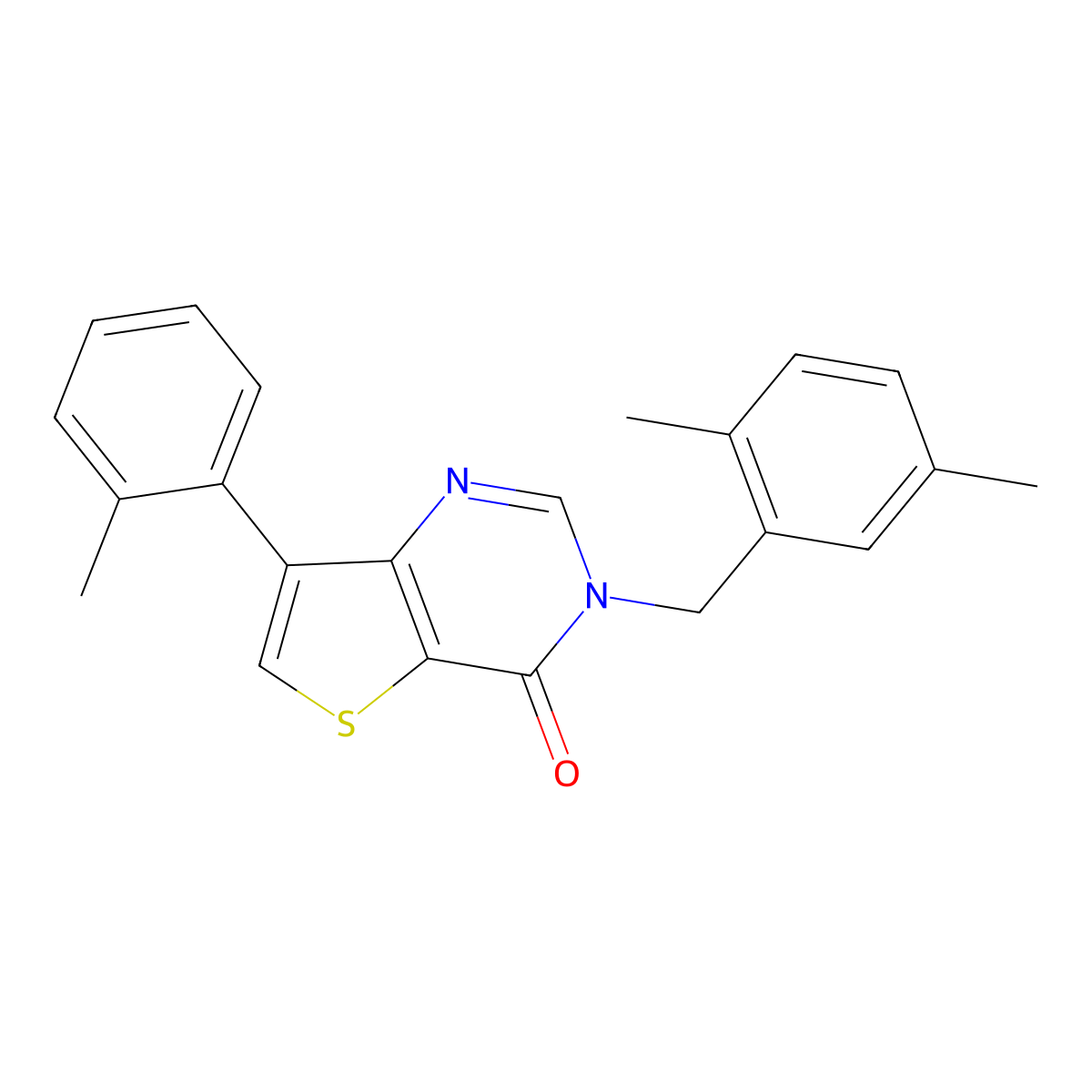 3-(2,5-dimethylbenzyl)-7-(2-methylphenyl)thieno[3,2-d]pyrimidin-4(3H)-one molecular structure, CAS 1206993-27-2