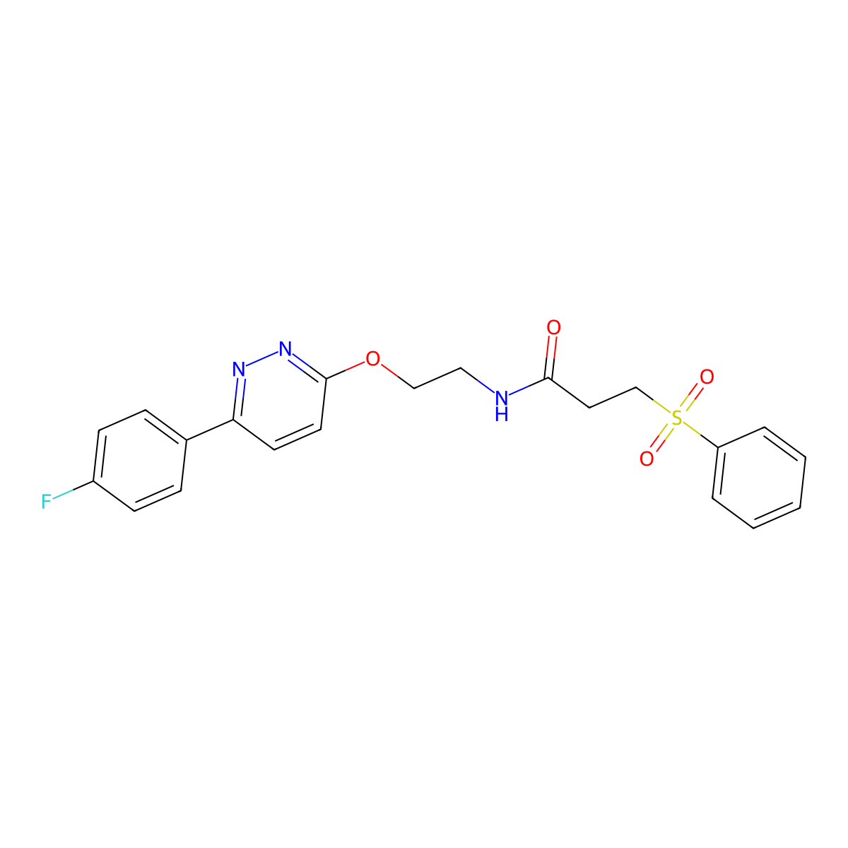 N-(2-((6-(4-fluorophenyl)pyridazin-3-yl)oxy)ethyl)-3-(phenylsulfonyl)propanamide molecular structure, CAS 1206993-28-3