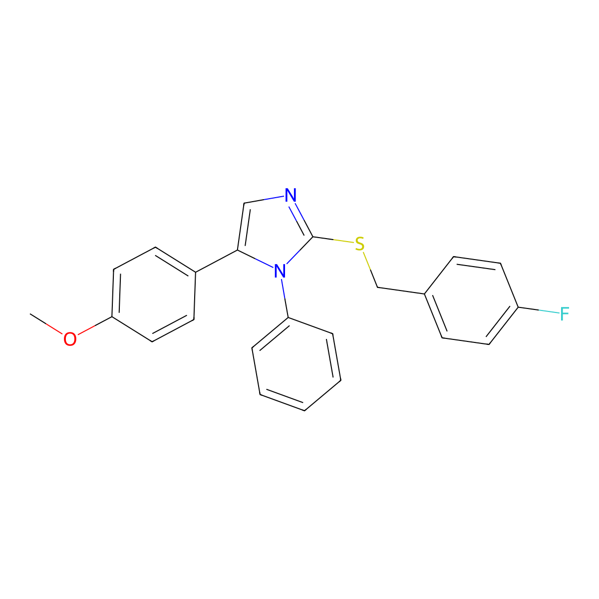 2-((4-fluorobenzyl)thio)-5-(4-methoxyphenyl)-1-phenyl-1H-imidazole molecular structure, CAS 1206993-32-9