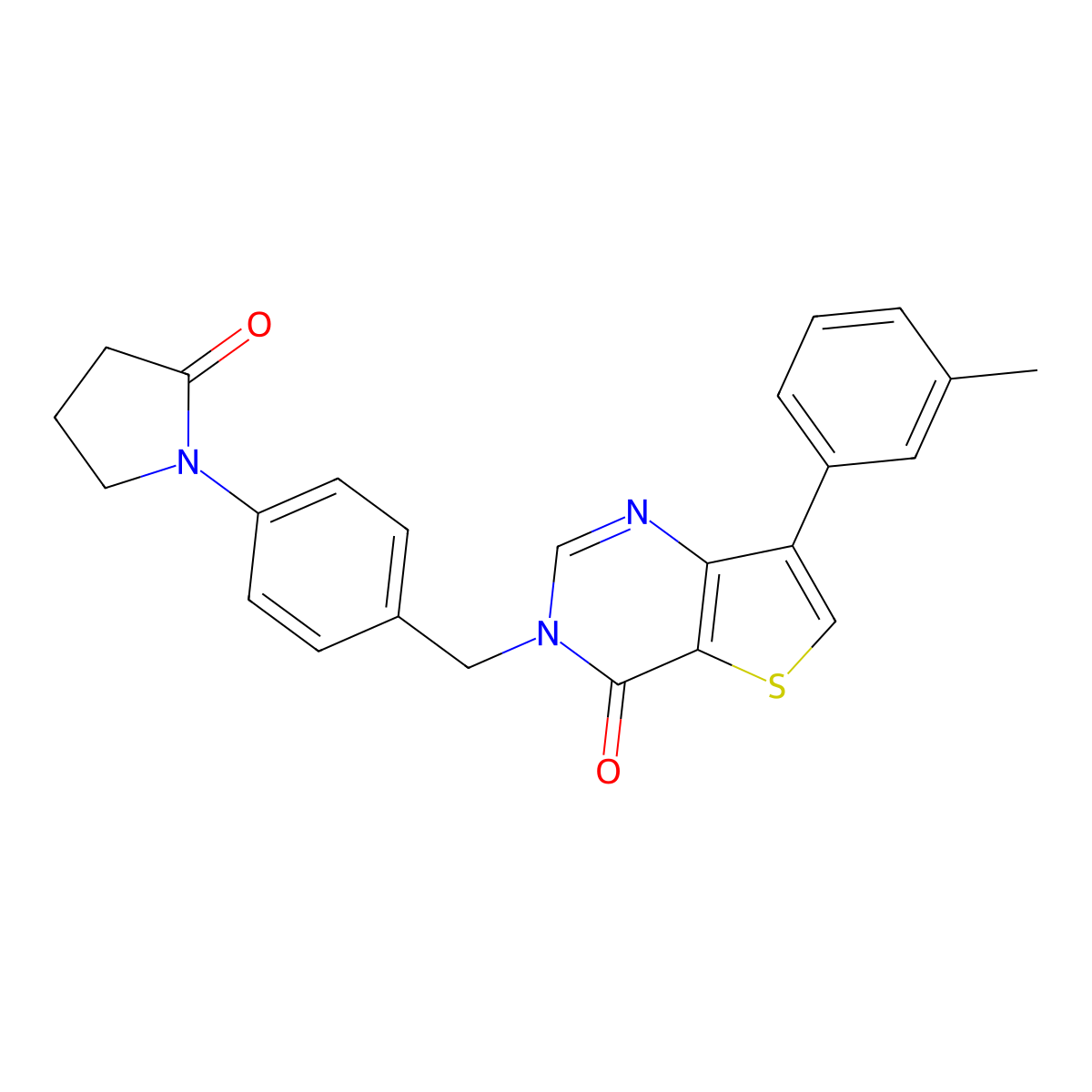 7-(3-methylphenyl)-3-[4-(2-oxopyrrolidin-1-yl)benzyl]thieno[3,2-d]pyrimidin-4(3H)-one molecular structure, CAS 1206993-33-0