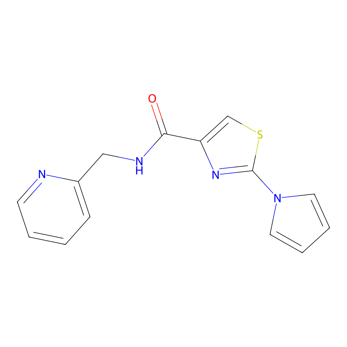 N-(pyridin-2-ylmethyl)-2-(1H-pyrrol-1-yl)thiazole-4-carboxamide molecular structure, CAS 1206993-35-2