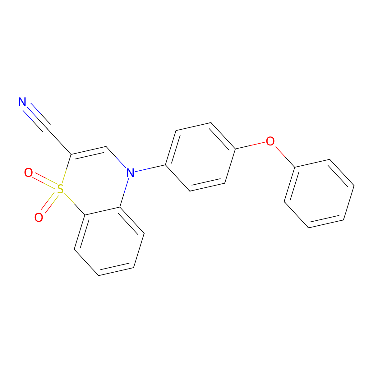 4-(4-phenoxyphenyl)-4H-1,4-benzothiazine-2-carbonitrile 1,1-dioxide molecular structure, CAS 1206993-37-4