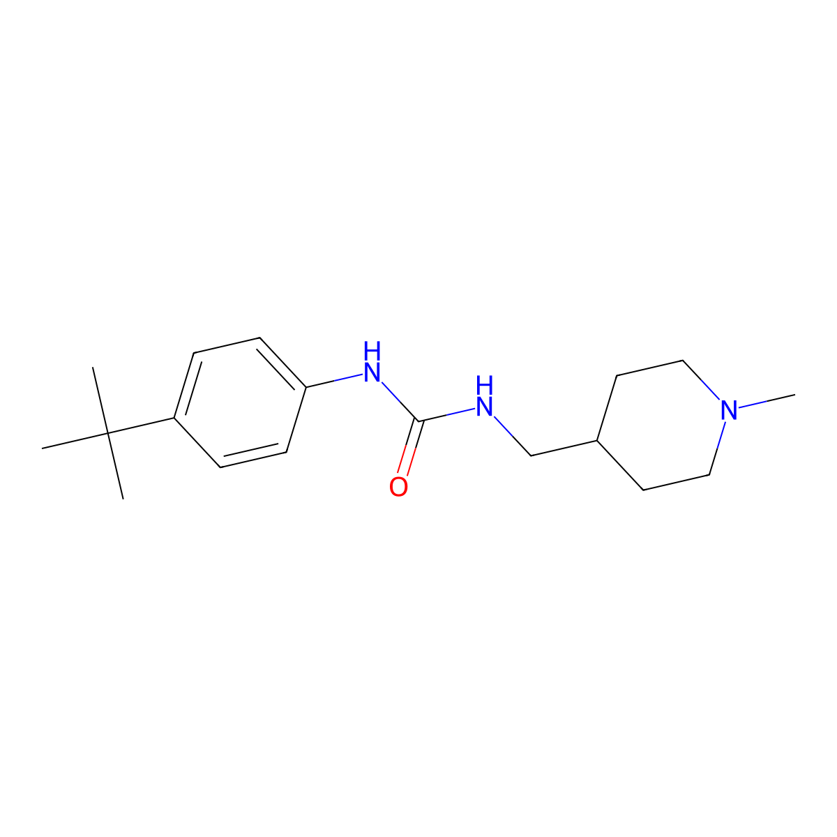 1-(4-Tert-butylphenyl)-3-[(1-methylpiperidin-4-yl)methyl]urea molecular structure, CAS 1206993-44-3