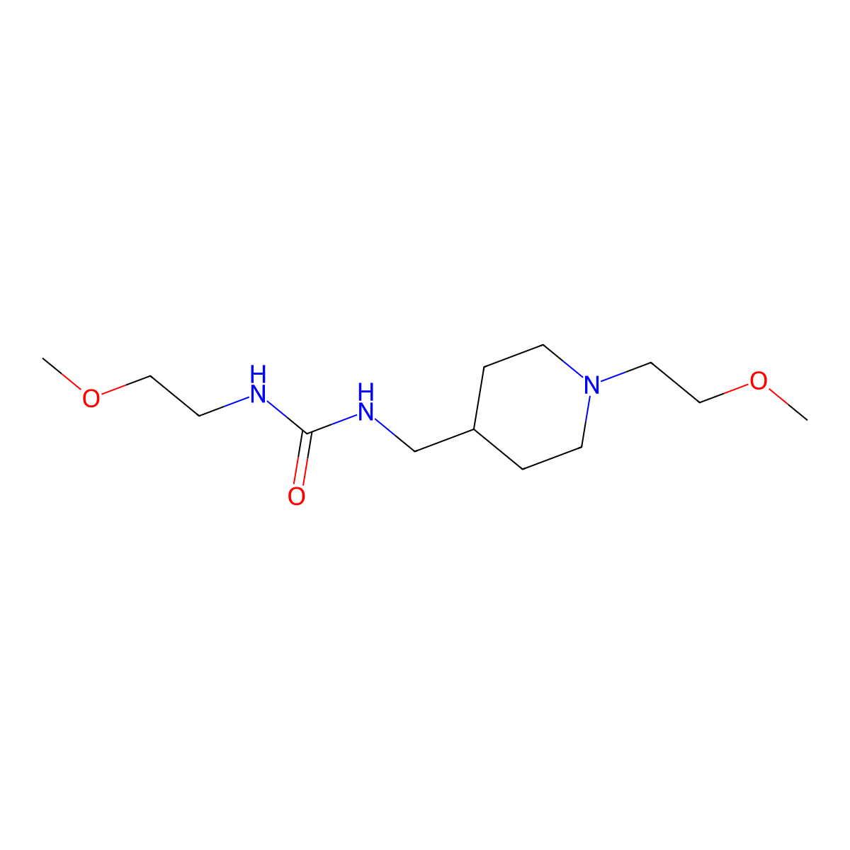 1-(2-Methoxyethyl)-3-((1-(2-methoxyethyl)piperidin-4-yl)methyl)urea molecular structure, CAS 1206993-54-5