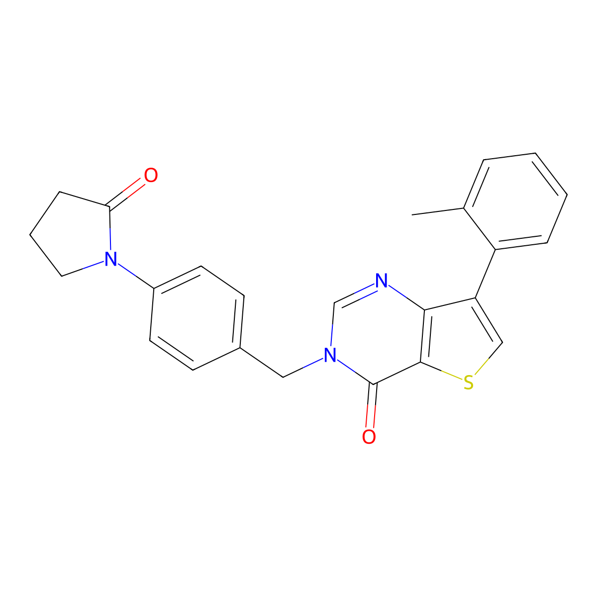 7-(2-methylphenyl)-3-[4-(2-oxopyrrolidin-1-yl)benzyl]thieno[3,2-d]pyrimidin-4(3H)-one molecular structure, CAS 1206993-56-7