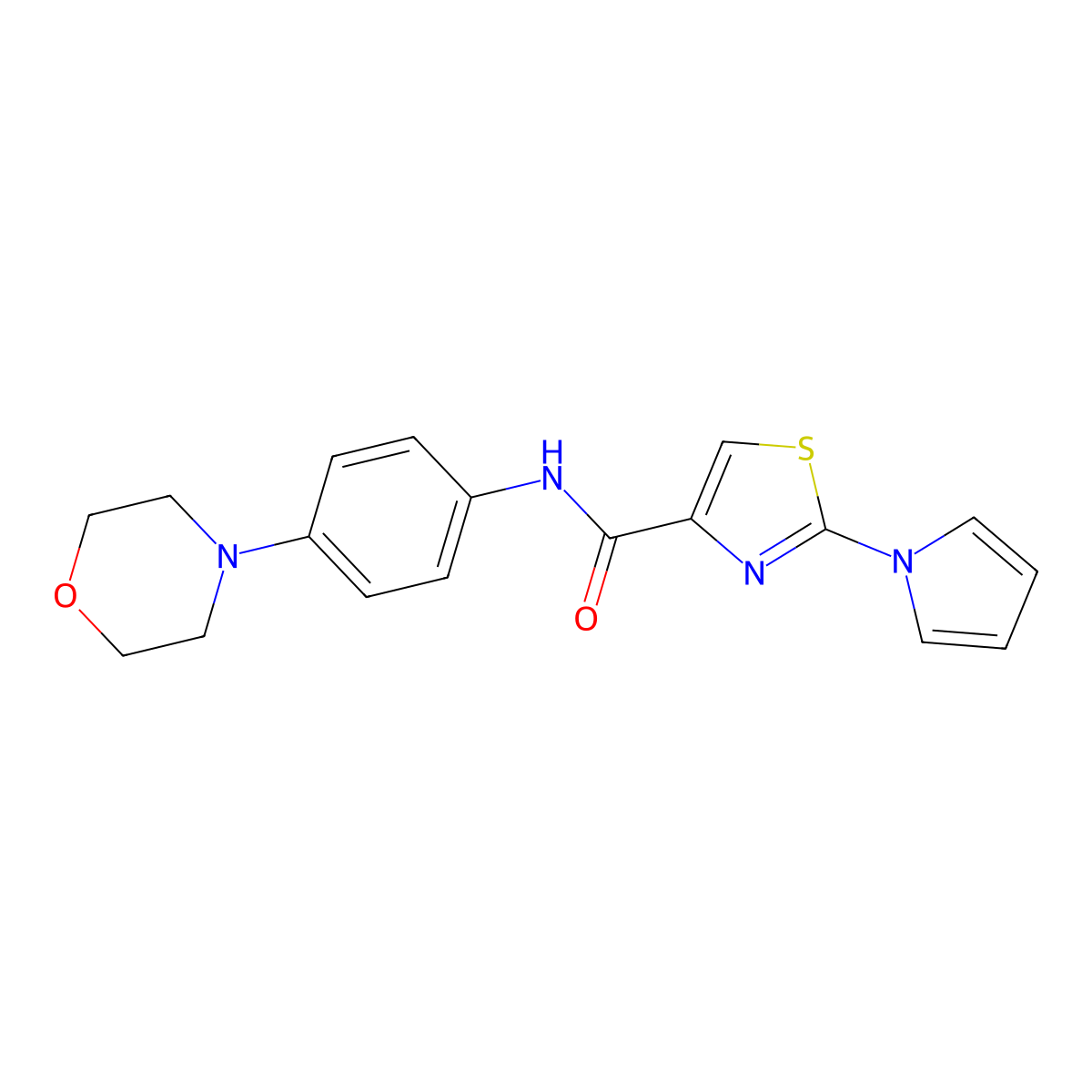 N-(4-morpholinophenyl)-2-(1H-pyrrol-1-yl)thiazole-4-carboxamide molecular structure, CAS 1206993-57-8