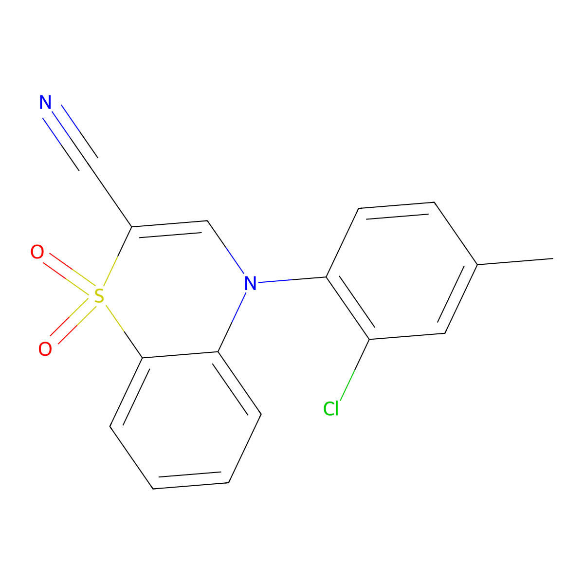 4-(2-chloro-4-methylphenyl)-4H-benzo[b][1,4]thiazine-2-carbonitrile 1,1-dioxide molecular structure, CAS 1206993-63-6
