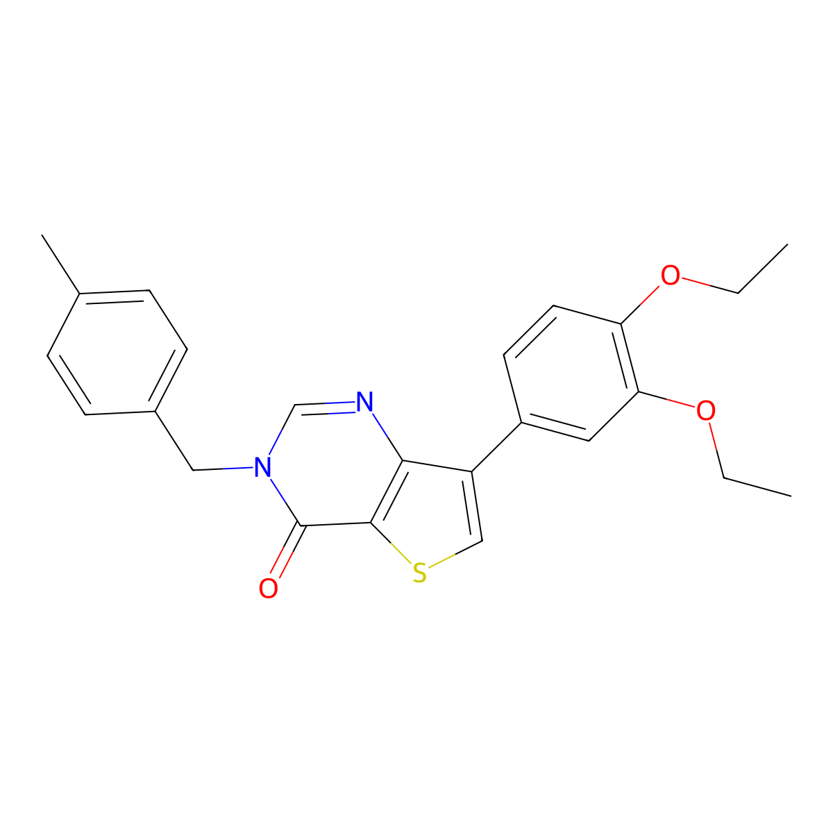 7-(3,4-diethoxyphenyl)-3-(4-methylbenzyl)thieno[3,2-d]pyrimidin-4(3H)-one molecular structure, CAS 1206993-64-7