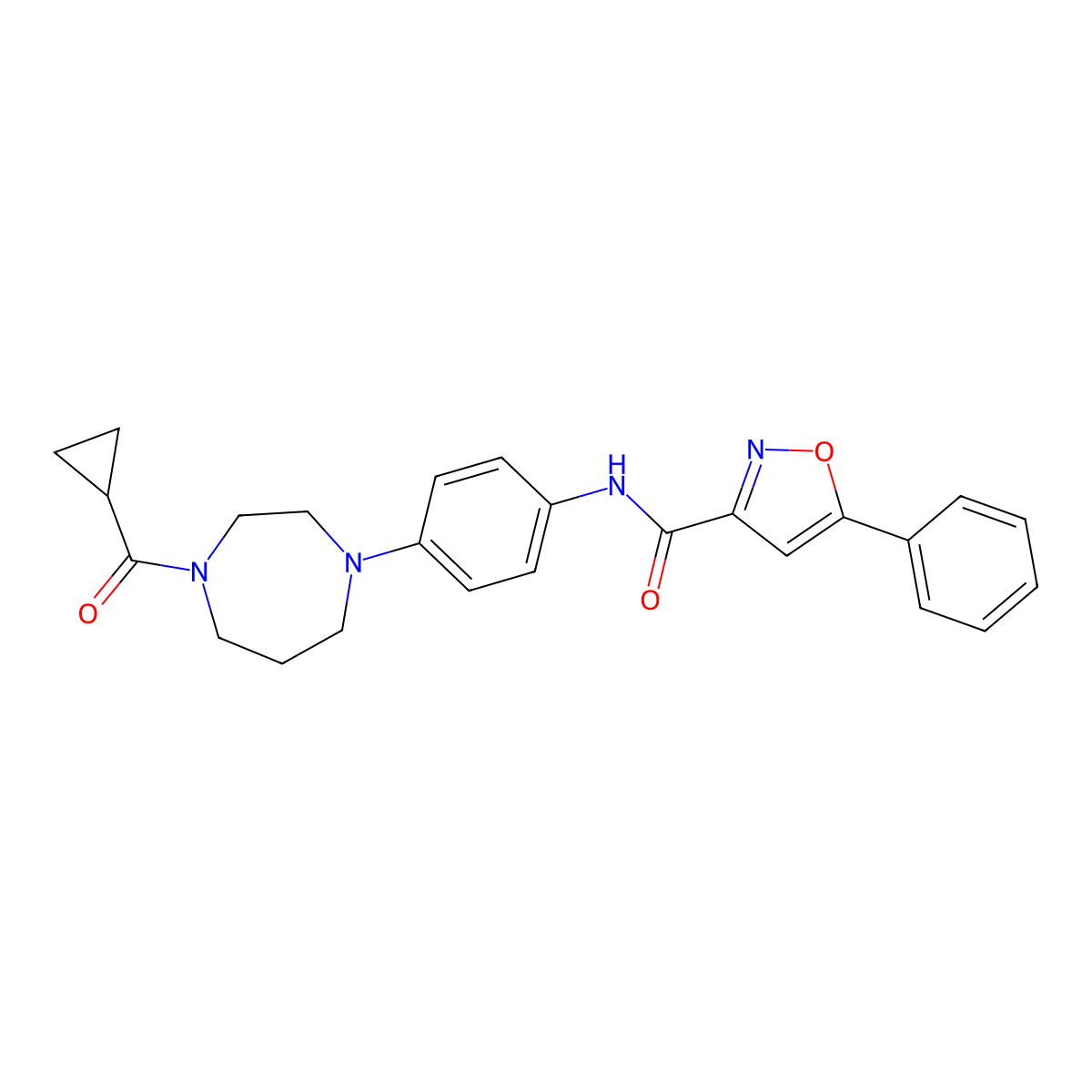 N-(4-(4-(cyclopropanecarbonyl)-1,4-diazepan-1-yl)phenyl)-5-phenylisoxazole-3-carboxamide molecular structure, CAS 1206993-70-5