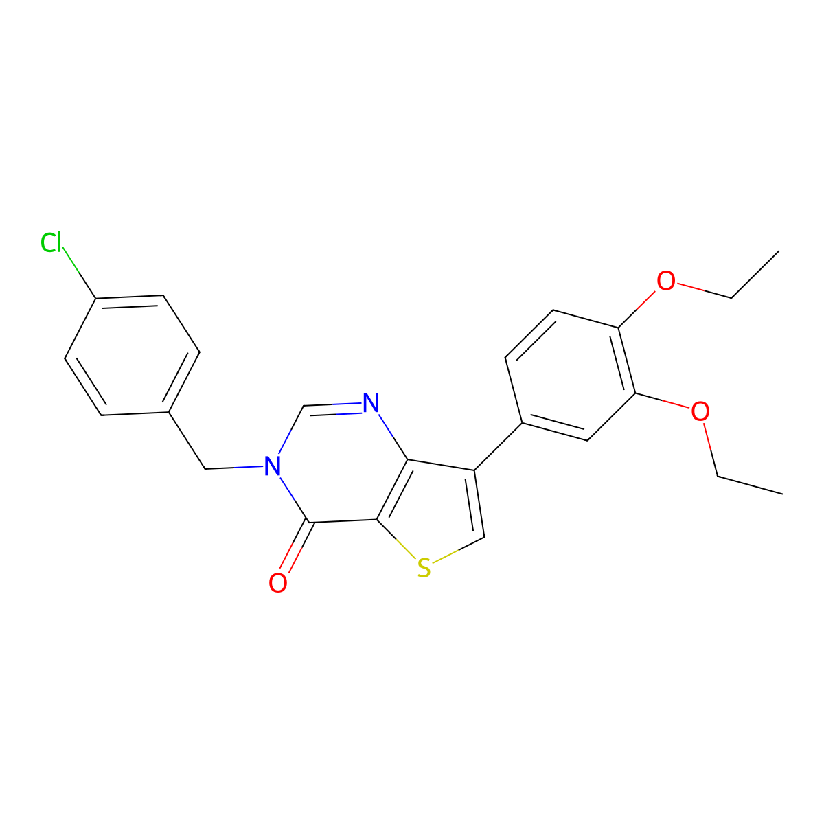 3-(4-chlorobenzyl)-7-(3,4-diethoxyphenyl)thieno[3,2-d]pyrimidin-4(3H)-one molecular structure, CAS 1206993-72-7