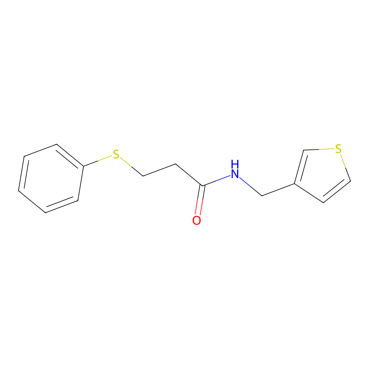 3-(phenylthio)-N-(thiophen-3-ylmethyl)propanamide molecular structure, CAS 1206993-77-2