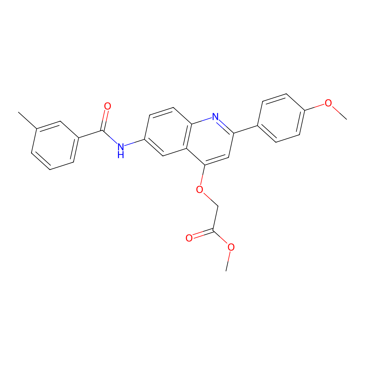 Methyl 2-{[2-(4-methoxyphenyl)-6-(3-methylbenzamido)quinolin-4-yl]oxy}acetate molecular structure, CAS 1206993-78-3