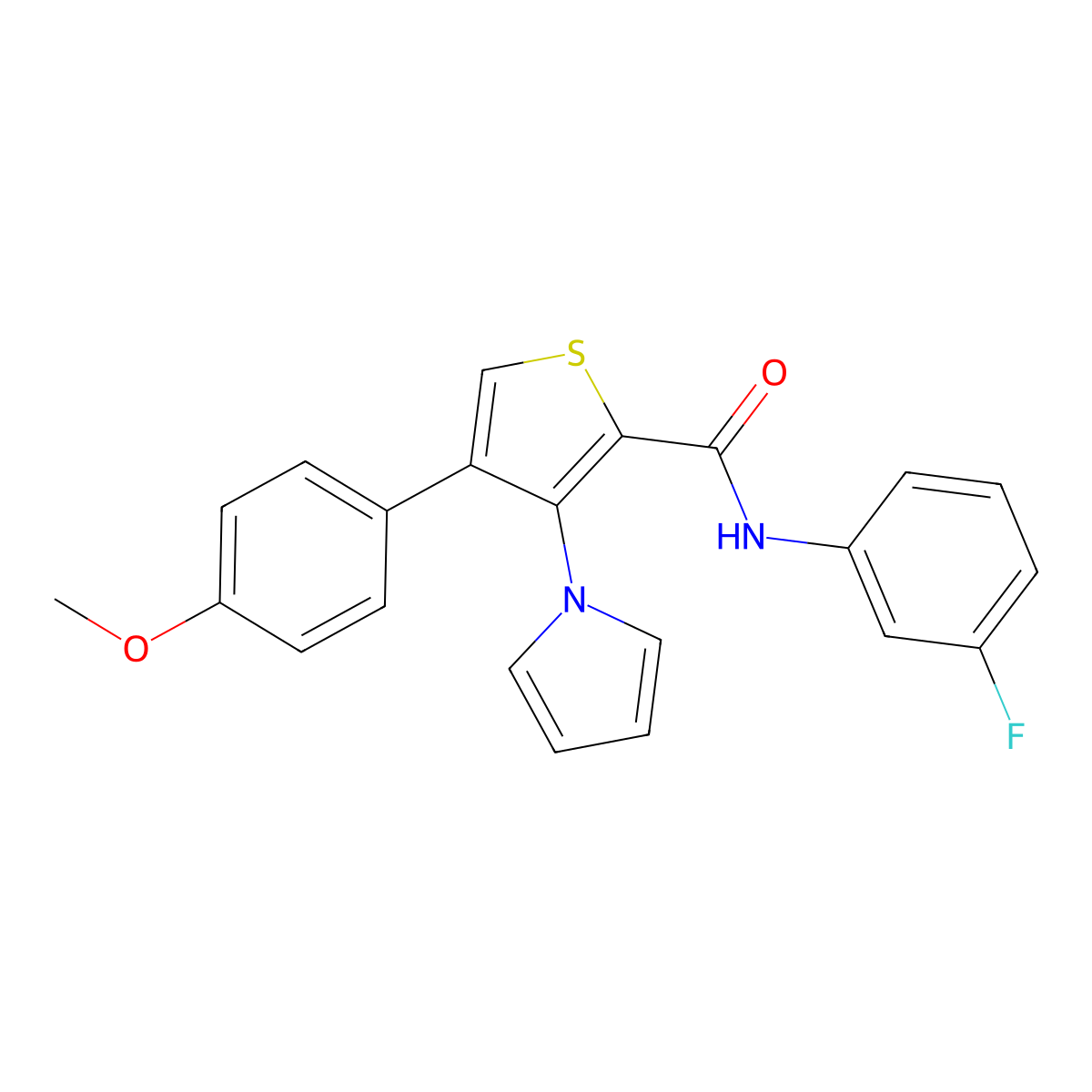 N-(3-fluorophenyl)-4-(4-methoxyphenyl)-3-(1H-pyrrol-1-yl)thiophene-2-carboxamide molecular structure, CAS 1206993-84-1