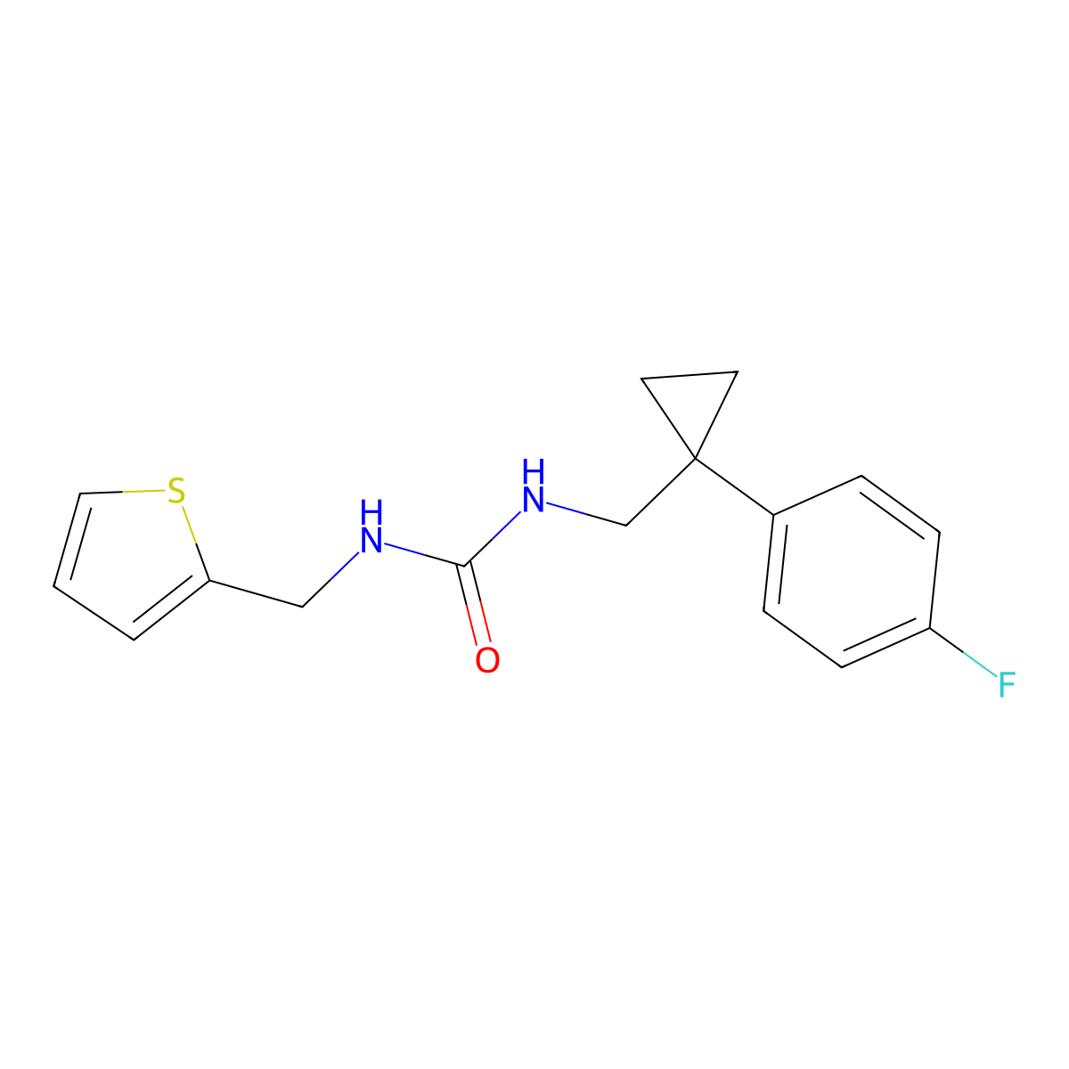 1-((1-(4-Fluorophenyl)cyclopropyl)methyl)-3-(thiophen-2-ylmethyl)urea molecular structure, CAS 1206993-90-9