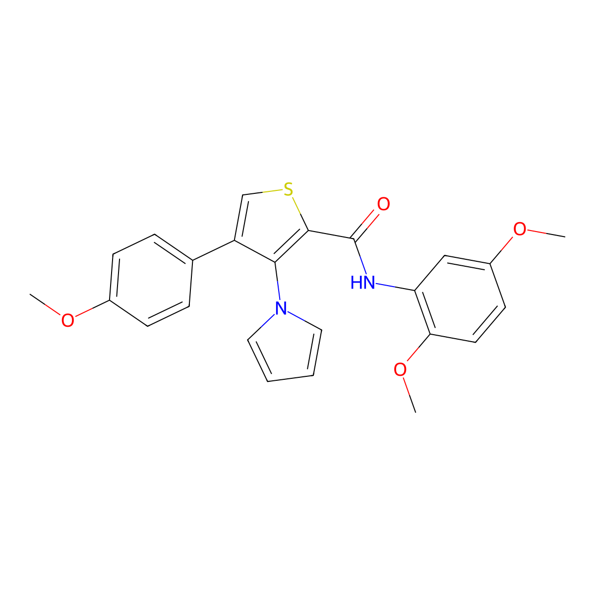 N-(2,5-dimethoxyphenyl)-4-(4-methoxyphenyl)-3-(1H-pyrrol-1-yl)thiophene-2-carboxamide molecular structure, CAS 1206993-92-1