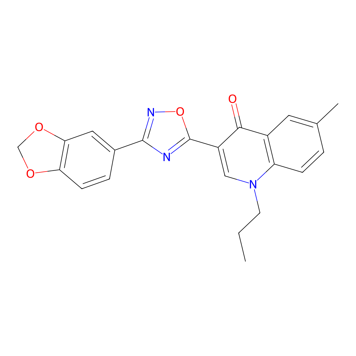 3-[3-(1,3-benzodioxol-5-yl)-1,2,4-oxadiazol-5-yl]-6-methyl-1-propylquinolin-4(1H)-one molecular structure, CAS 1206993-93-2