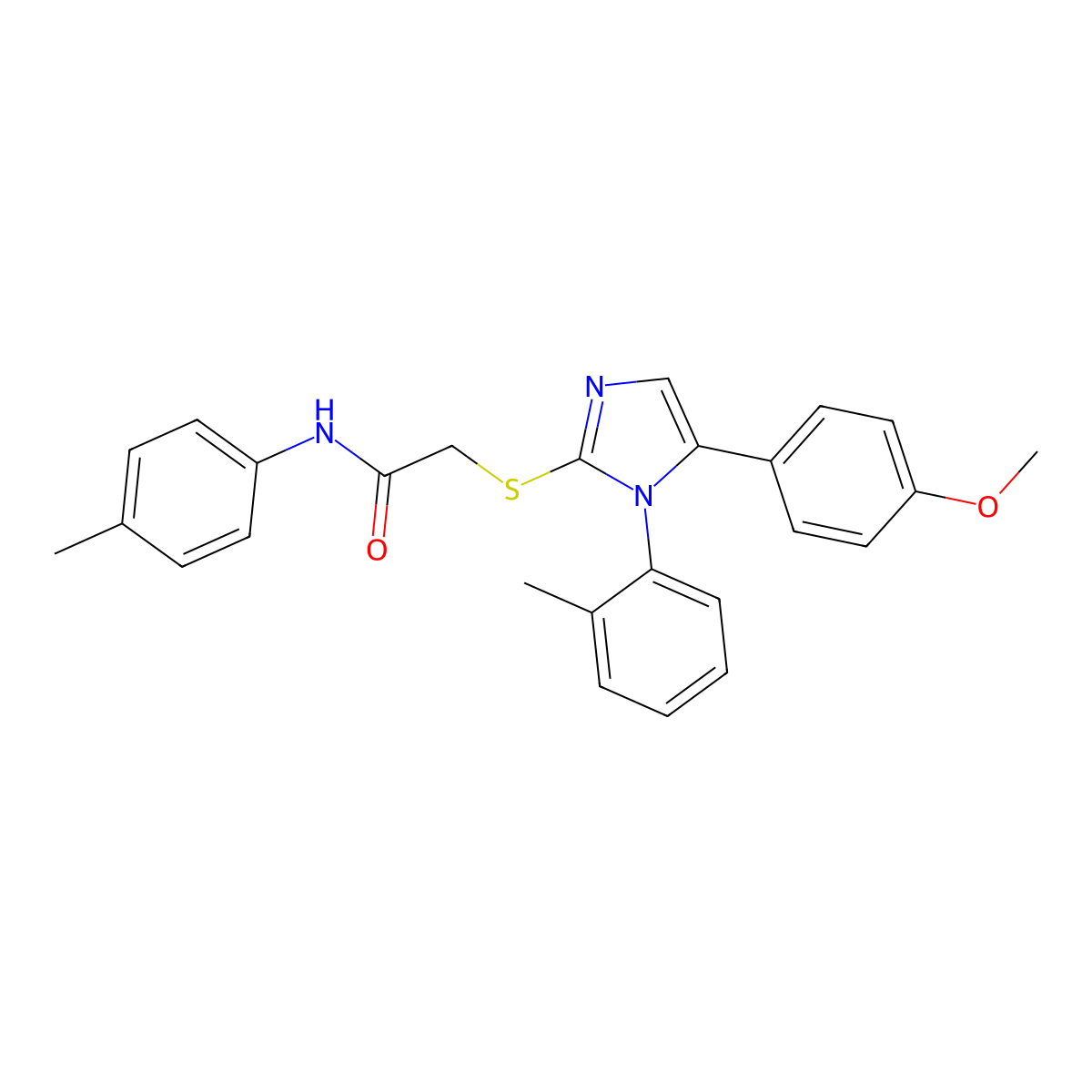 2-((5-(4-methoxyphenyl)-1-(o-tolyl)-1H-imidazol-2-yl)thio)-N-(p-tolyl)acetamide molecular structure, CAS 1206993-96-5