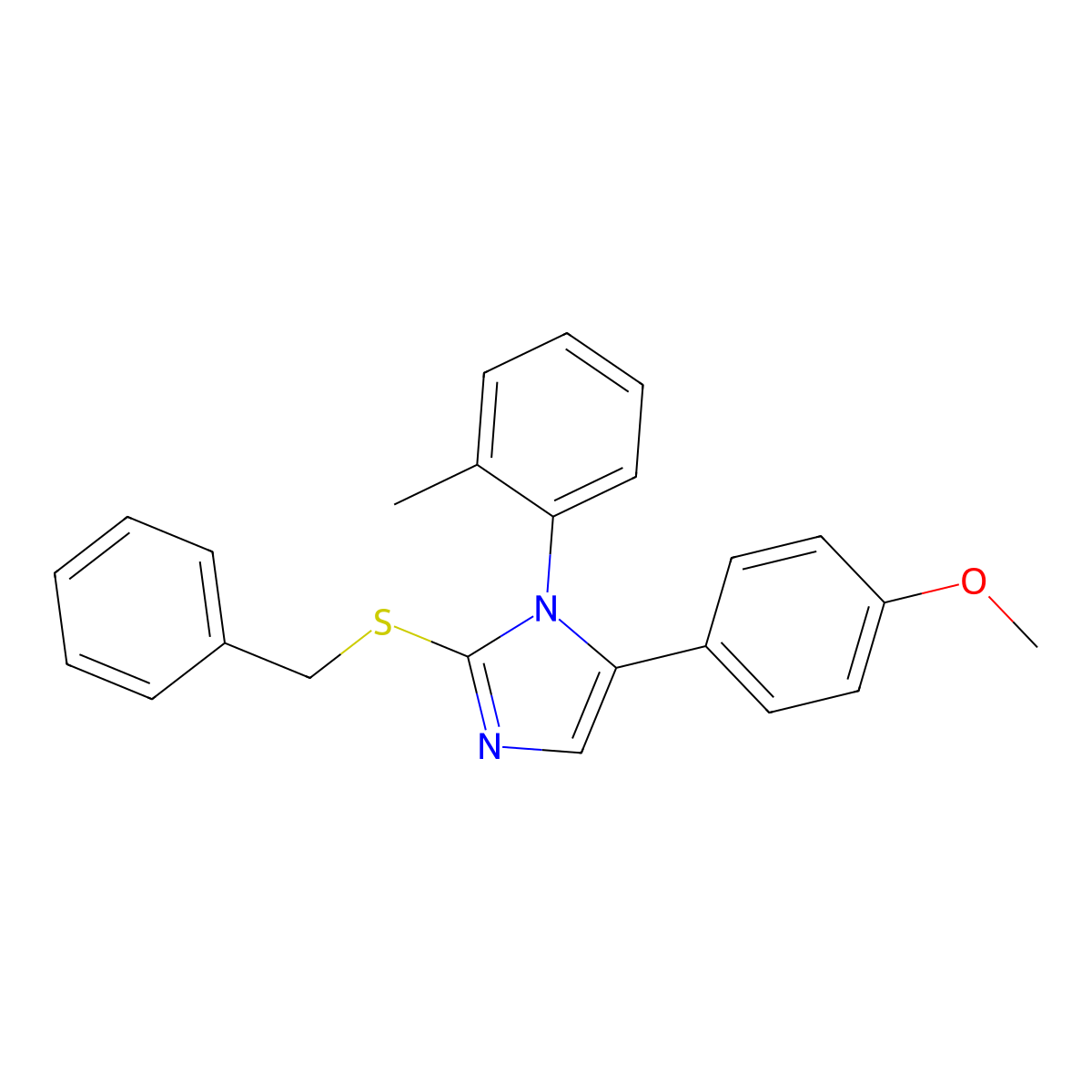 2-(benzylthio)-5-(4-methoxyphenyl)-1-(o-tolyl)-1H-imidazole molecular structure, CAS 1206994-01-5