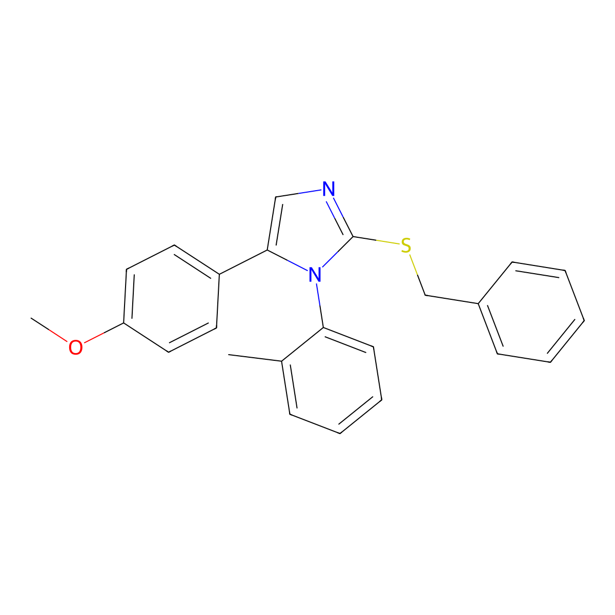 2-(benzylthio)-5-(4-methoxyphenyl)-1-(o-tolyl)-1H-imidazole molecular structure, CAS 1206994-01-5