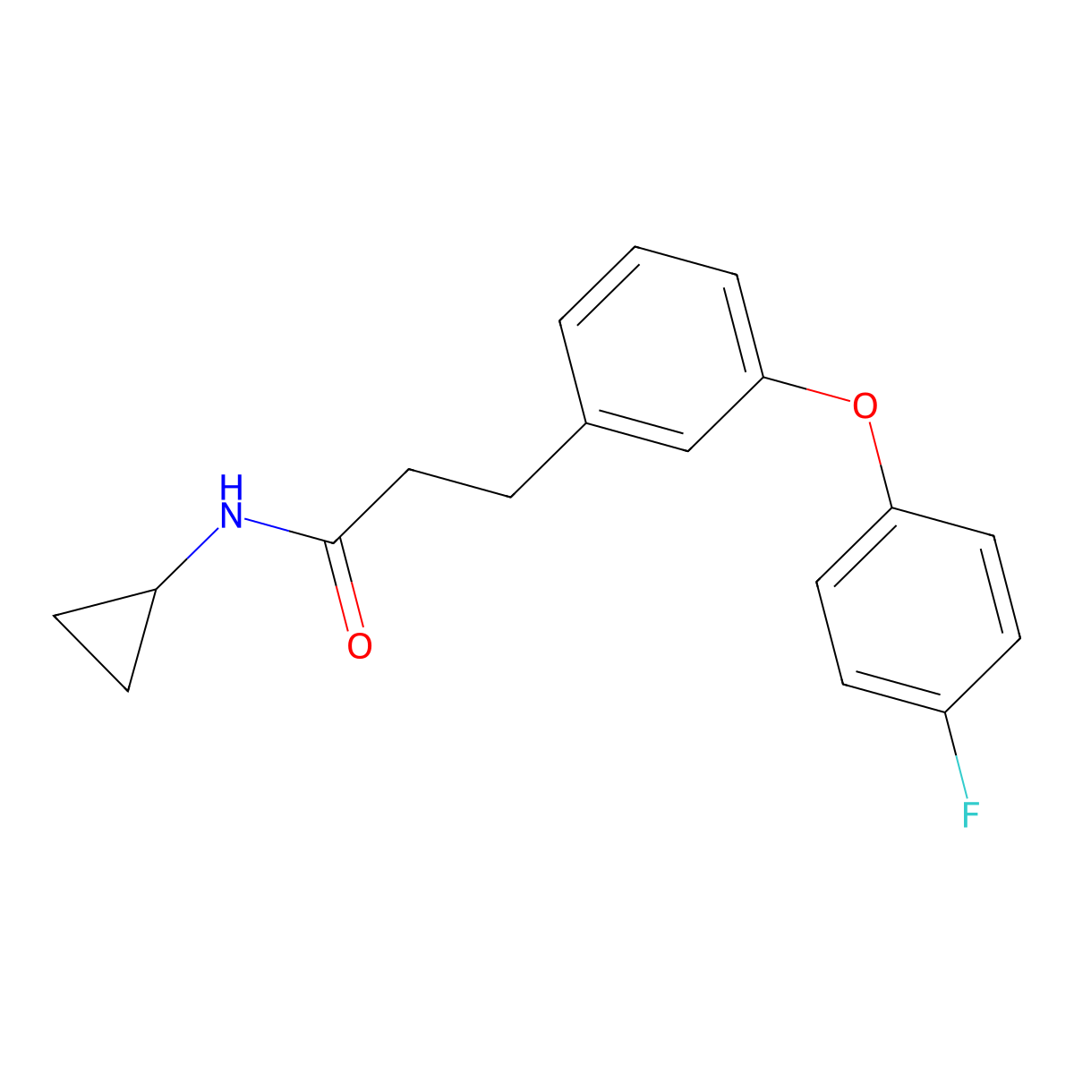 N-cyclopropyl-3-(3-(4-fluorophenoxy)phenyl)propanamide molecular structure, CAS 1206994-05-9