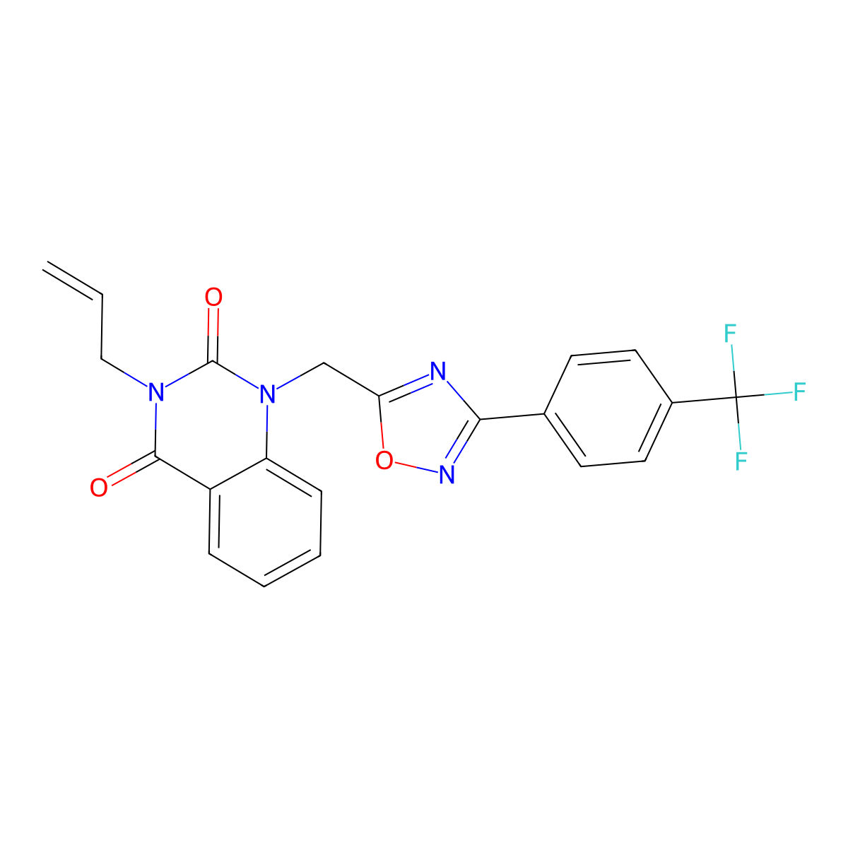 3-allyl-1-((3-(4-(trifluoromethyl)phenyl)-1,2,4-oxadiazol-5-yl)methyl)quinazoline-2,4(1H,3H)-dione molecular structure, CAS 1206994-10-6