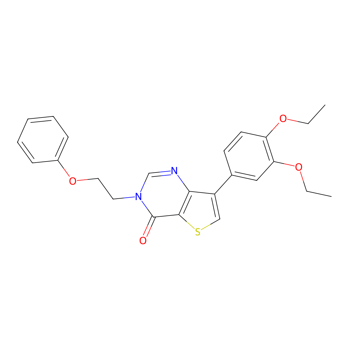 7-(3,4-diethoxyphenyl)-3-(2-phenoxyethyl)thieno[3,2-d]pyrimidin-4(3H)-one molecular structure, CAS 1206994-16-2