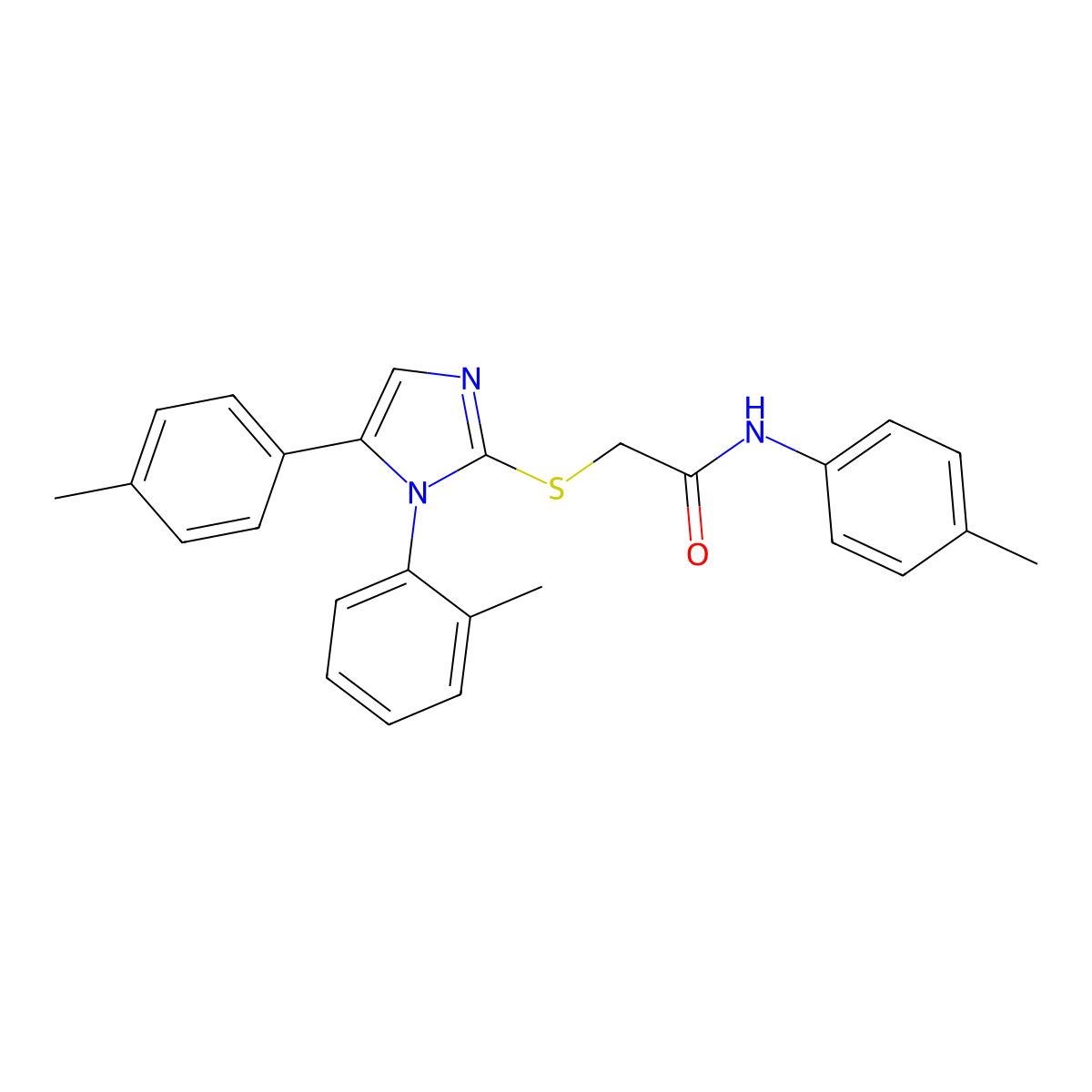 N-(p-tolyl)-2-((1-(o-tolyl)-5-(p-tolyl)-1H-imidazol-2-yl)thio)acetamide molecular structure, CAS 1206994-17-3